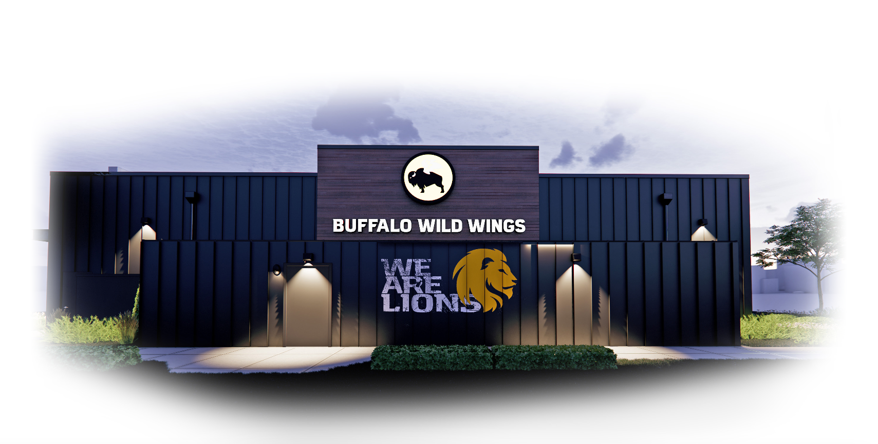 A computer rendering of a Buffalo Wild Wings Restaurant